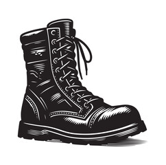 COMBAT BOOTS silhouette vector ILLUSTRATION 