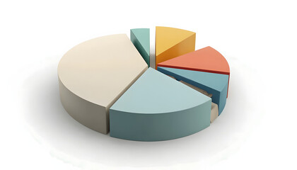 Obraz premium 3D pie chart displaying data segments in various colors, representing statistical analysis