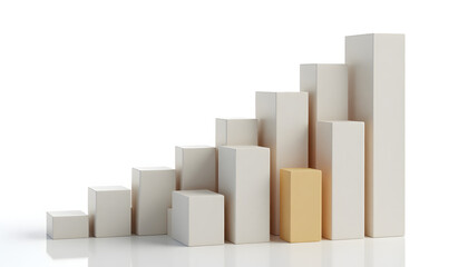 3D bar graph with ascending columns, representing growth and success in business