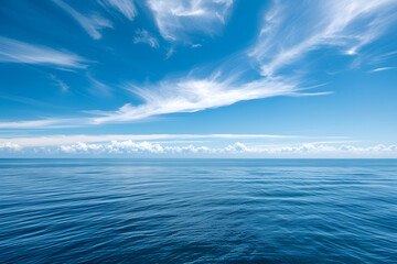 Fototapeta premium Open Ocean under Expansive Blue Sky - Symbolizing Isolation 