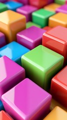 Obraz premium Vivid Geometric Cubes Contrasting Against a Dynamic Abstract Background