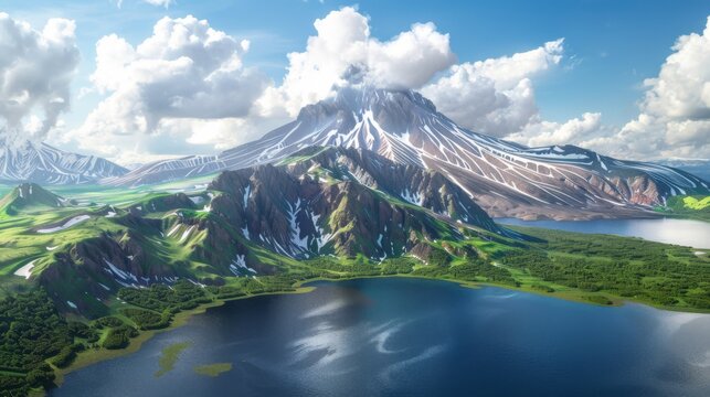 Scenic View of Avachinsky Volcano in Kamchatka, Russia