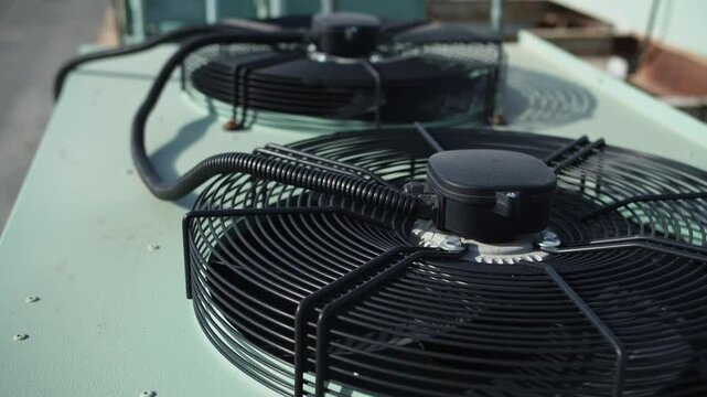 Industrial air conditioning systems on the roof of the building