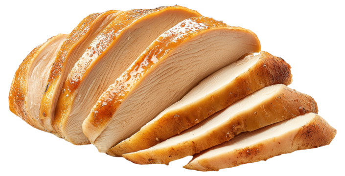 PNG Sliced roasted chicken breast pieces