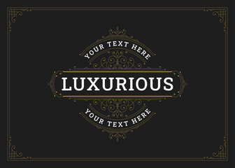 Antique golden swirl flourishes filigree ornate greeting card design template vector illustration. Vintage luxury floral motif Victorian scroll calligraphic element wedding invitation cover