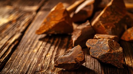 Close-up of ancient stone tools, sharp flint knives, and polished axes on a weathered wooden surface, symbolizing prehistoric craftsmanship and the dawn of human ingenuity