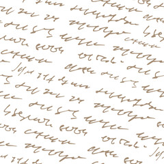 Seamless watercolor text background with illegible handwritten script. Vintage texture in cursive and ink tones. Perfect for journals, wrapping paper, or decorative calligraphy inspired designs