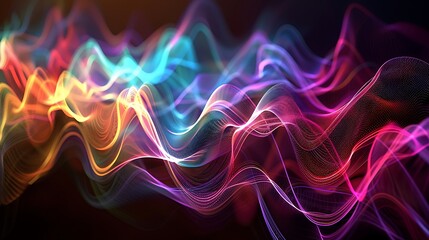 Obraz premium An abstract composition with dynamic waves of light in vibrant colors, resembling a digital pulse or signal
