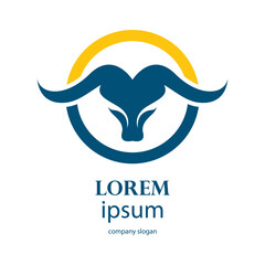 aggressive horned bull head logo design