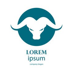 aggressive horned bull head logo design