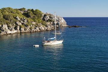 picturesque destination , yatch in Antony Quinn bay in Rhodes , Greece