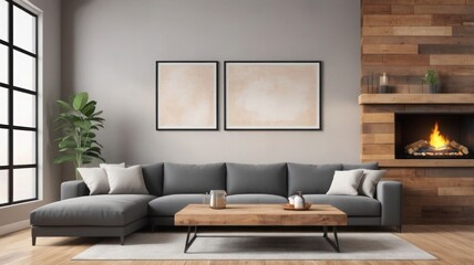 "Elegant Mockup of a Cozy Living Space Interior"
