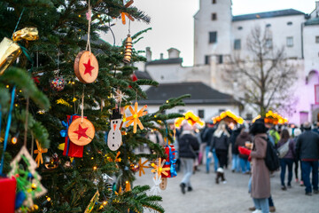 Fototapeta premium Christmas market in the Hohensalzburg Castle in Salzburg, Austria
