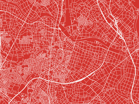 Christmas Map of Satte, Japan in Snowy White on Festive Red Background.