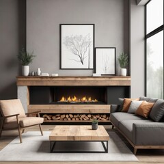 "Elegant Mockup of a Cozy Living Space Interior"
