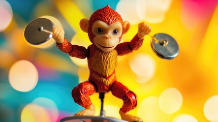Fototapeta premium carnival monkey with cymbals action figure