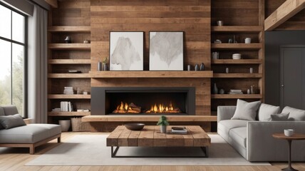 "Elegant Mockup of a Cozy Living Space Interior"
