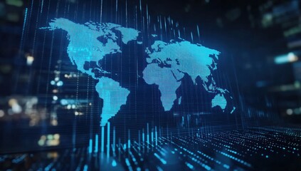 Fototapeta premium Global Network Connectivity: A Digital World Map