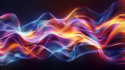 Fototapeta premium An abstract composition with dynamic waves of light in vibrant colors, resembling a digital pulse or signal