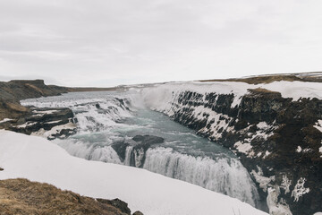 Gullfoss Iceland, travel destination concept