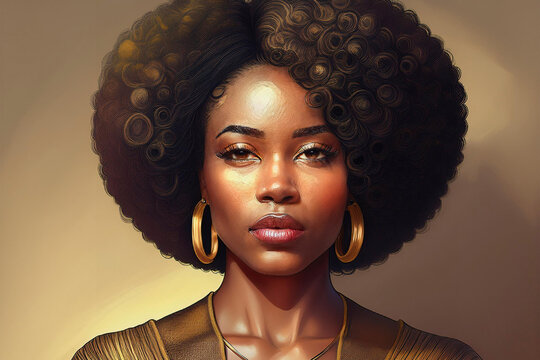 Fototapeta Belleza, mujer, cara, rostro, afro, pelo, mirada, ojos, modelo, glamur 