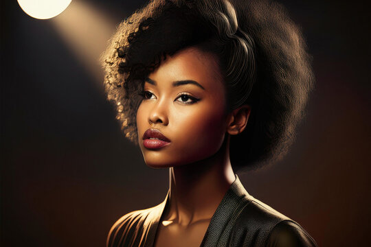 Fototapeta Belleza, mujer, cara, rostro, afro, pelo, mirada, ojos, modelo, glamur 