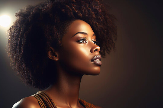 Fototapeta Belleza, mujer, cara, rostro, afro, pelo, mirada, ojos, modelo, glamur 