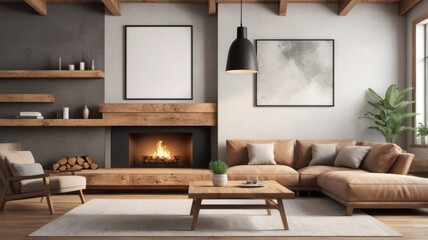 "Elegant Mockup of a Cozy Living Space Interior"
