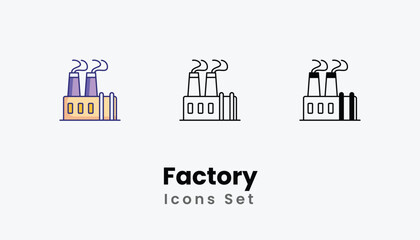 Factory Icons thin line and glyph vector icon stock illustration