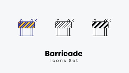 Barricade  Icons thin line and glyph vector icon stock illustration