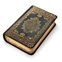 Fototapeta premium Quran with a beautiful cover on white background.