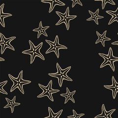 Cute hand drawn starfish seamless pattern collection in various colors in grid	
