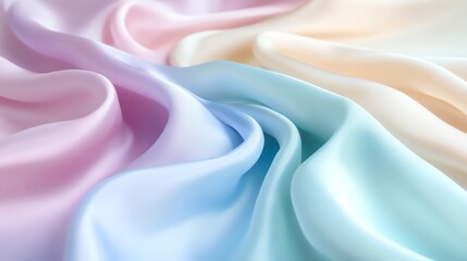 Obraz premium Abstract background of smooth, flowing satin fabric in soft pastel colors.