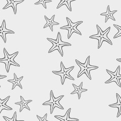 Cute hand drawn starfish seamless pattern collection in various colors in grid	
