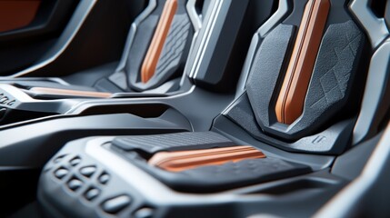 Close Up of Futuristic Car Interior Design