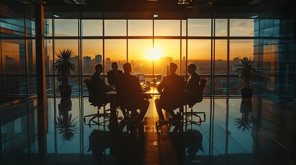  A team of businesspeople discussing strategies in a conference room