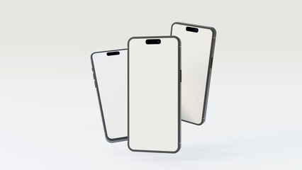 Blank screen smart phone mock up. Mobile phone mock up on white background. Smartphone mock up. Blank screen mock up.