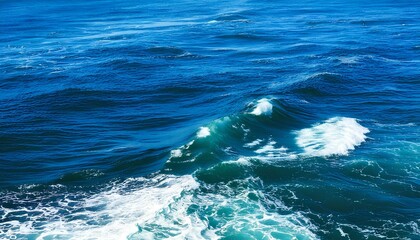 Naklejka premium Pure Turquoise Ocean Water Texture with Foam and Waves - Realistic Seascape Background