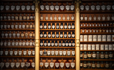 The old drawer cabinet of  apothecary