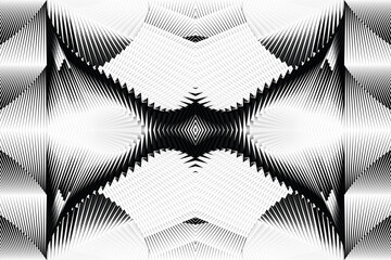 op art creative geometric pattern, abstract halftone lines black and white background, vector modern design texture