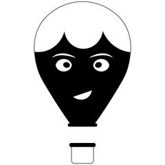 Black and White Hot Air Balloon. Vector Silhouette