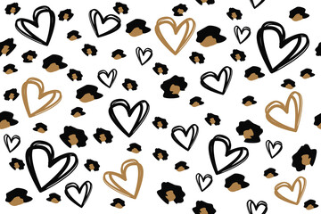 Love Background Pattern,seamless geometrical Harte pattern on black