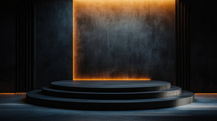 Modern stage setup with dramatic lighting in a minimalist design for performances
