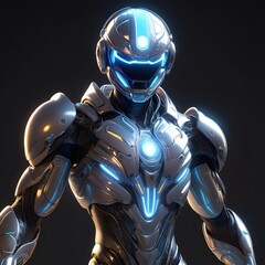 Futuristic Cyborg Warrior in Advanced Armor: A 3D Render of a Powerful Sci-Fi Robot