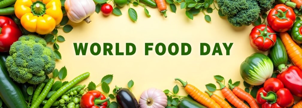 World food day celebration with colorful fresh vegetables