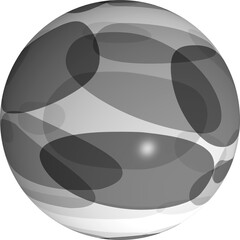 Sphère ou globe décoré en noir et blanc, art abstrait ou art moderne