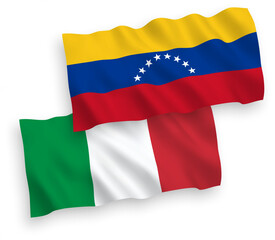 Flags of Italy and Venezuela on a white background