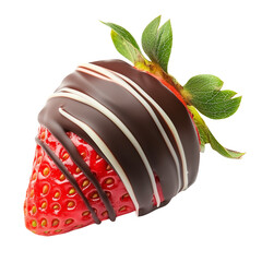 Isolated strawberry with chocolate drizzle topping