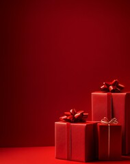 Gift box on red background