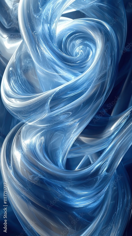 Poster swirling blue abstract patterns create a sense of fluidity and motion in a captivating visual displa